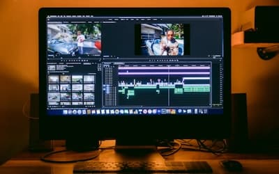Black flat screen computer monitor