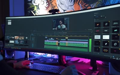 Black flat screen computer monitor