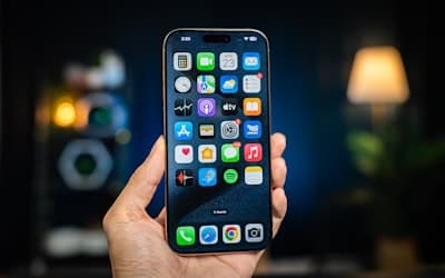 A person holding a cell phone in their hand